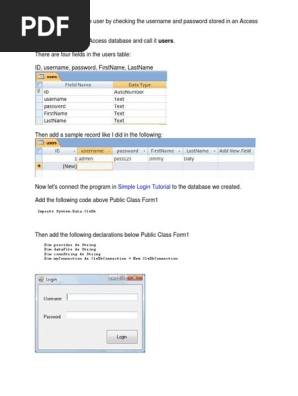 Learn How to Log in the User by Checking the Username and Password Stored in an Access Database
