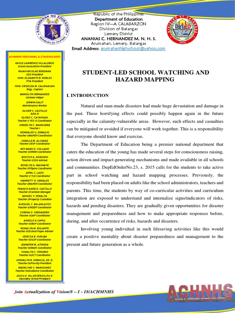 Student-Led Hazard Mapping Report | PDF | Emergency Management | Risk ...