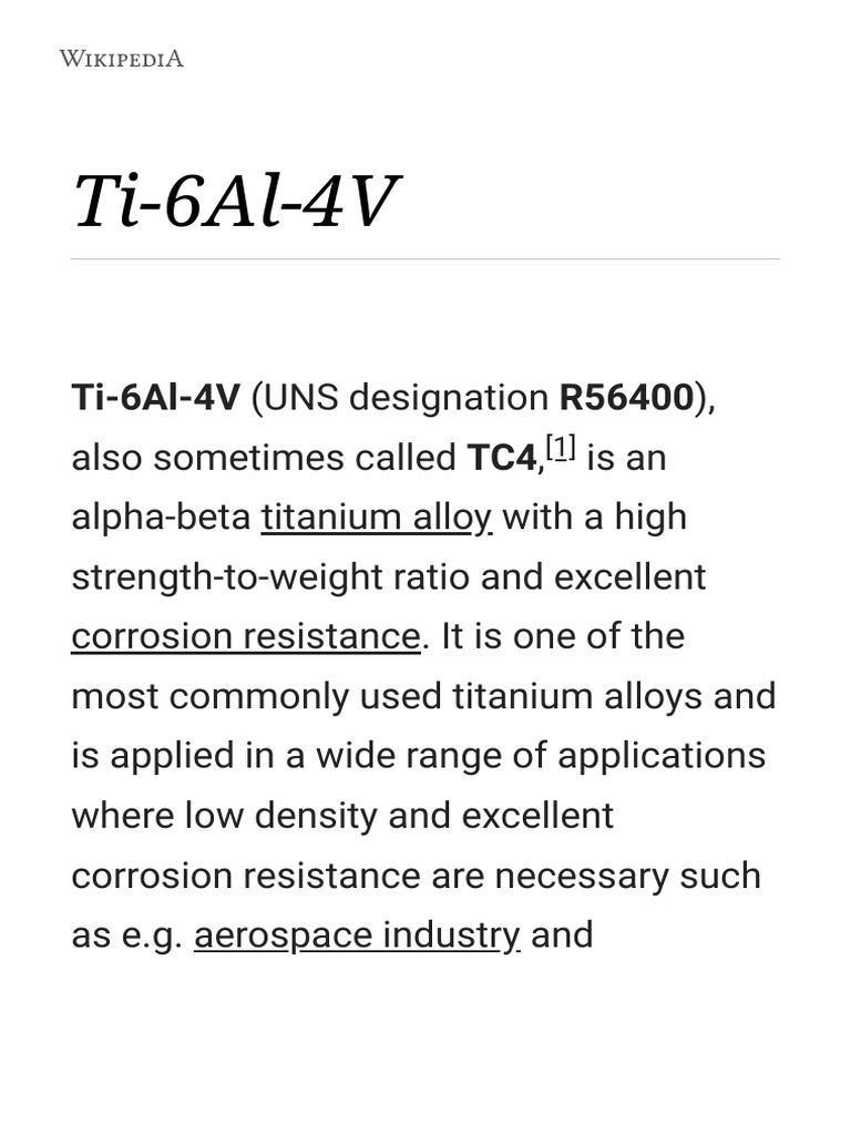 Ti 6al 4V Material | PDF | Titanium | Materials Science
