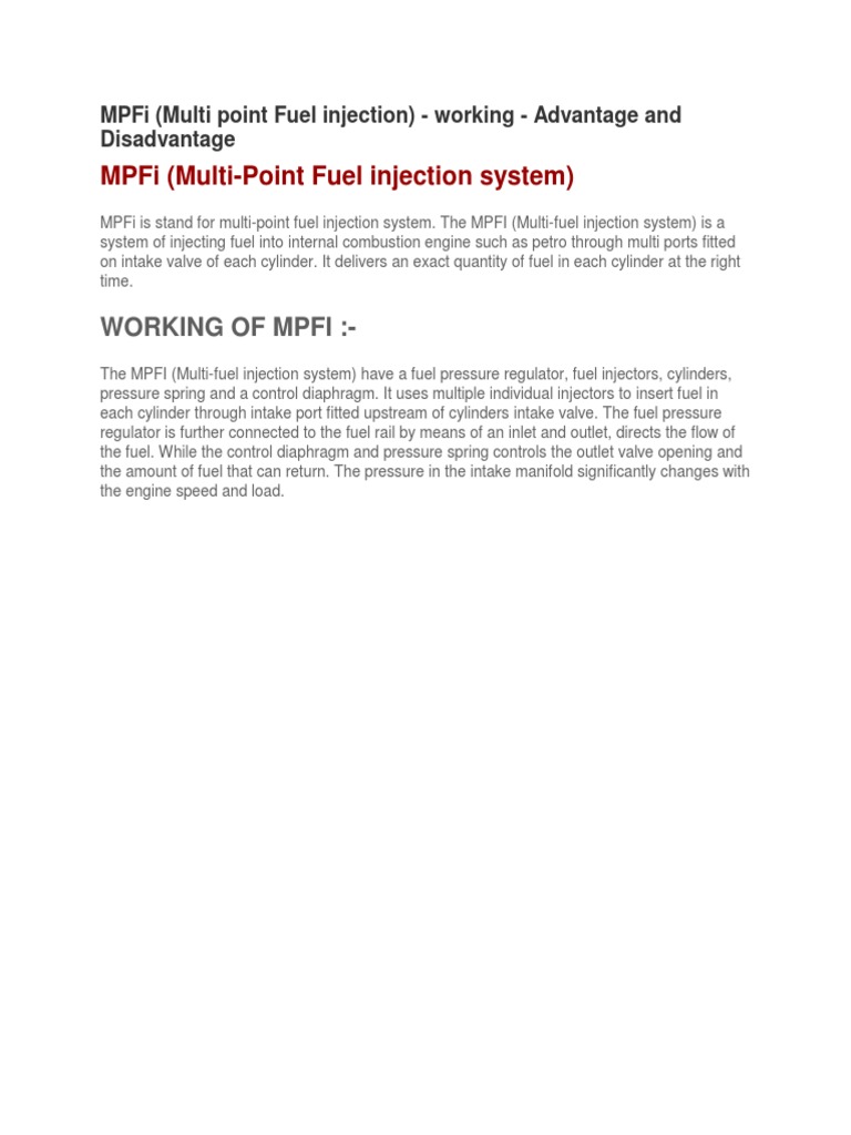 Mpfi (MultiPoint Fuel Injection System) PDF Fuel Injection