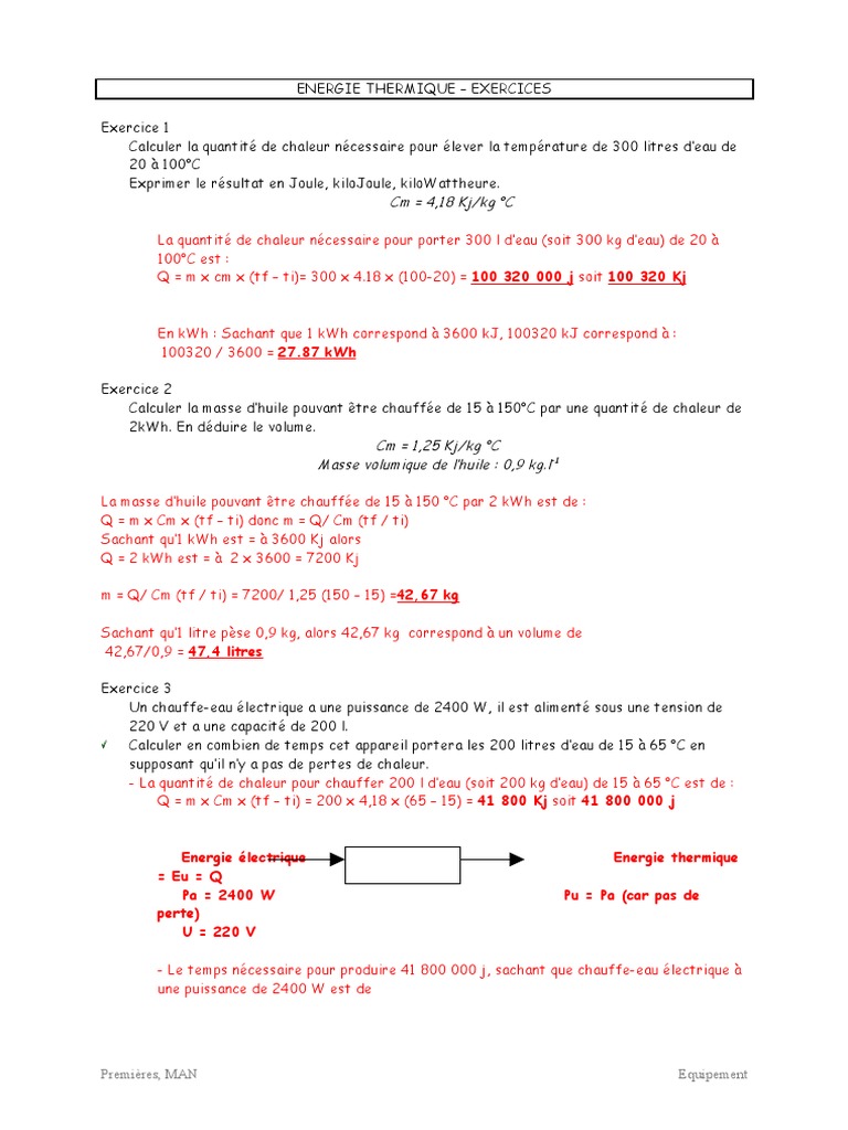 11 Correction Exercice S Transfert Thermique Puissance Physique