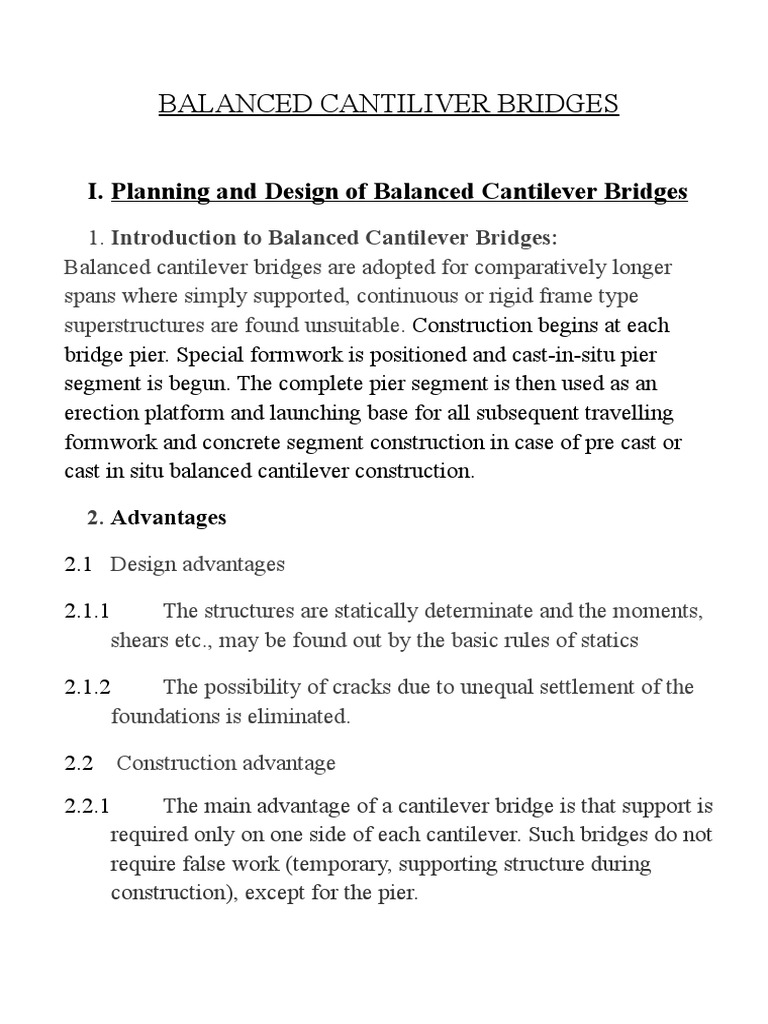Balanced Cantilever Bridges 1 | PDF | Economic Sectors | Civil Engineering