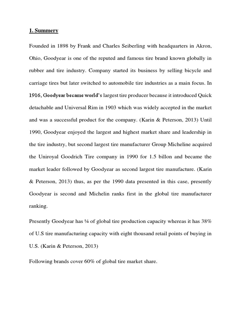 Goodyear Case Study PDF Goodyear Tire And Rubber Company Retail
