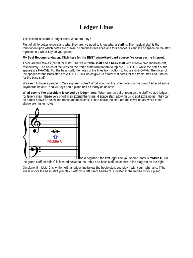 Ledger Lines PDF Clef Notation