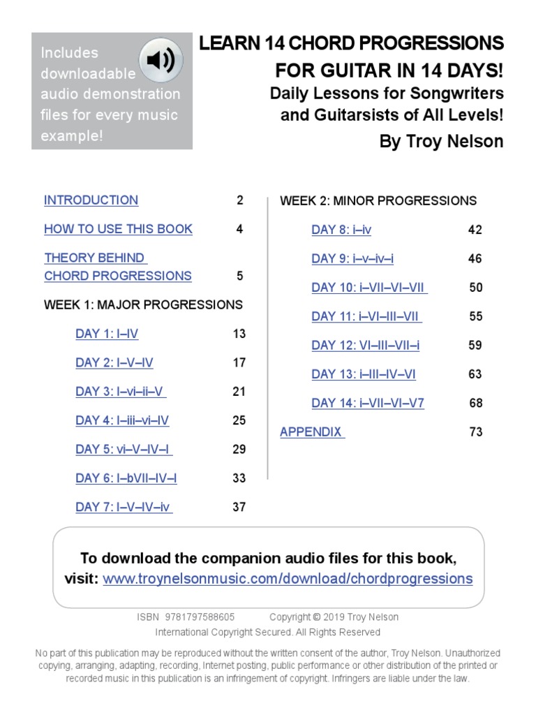 Learn 14 Chord Progressions For Guitar In 14 Day Pdf Chord Music Minor Scale
