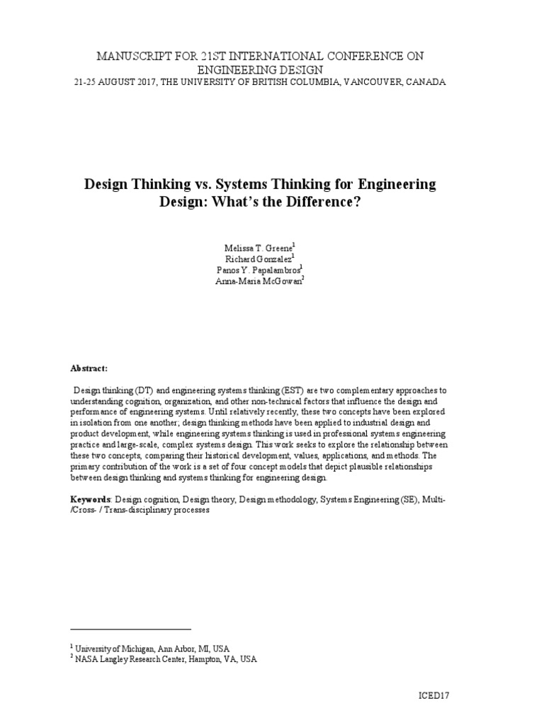 Design vs. Systems Thinking in Engineering | PDF | Systems Theory | System