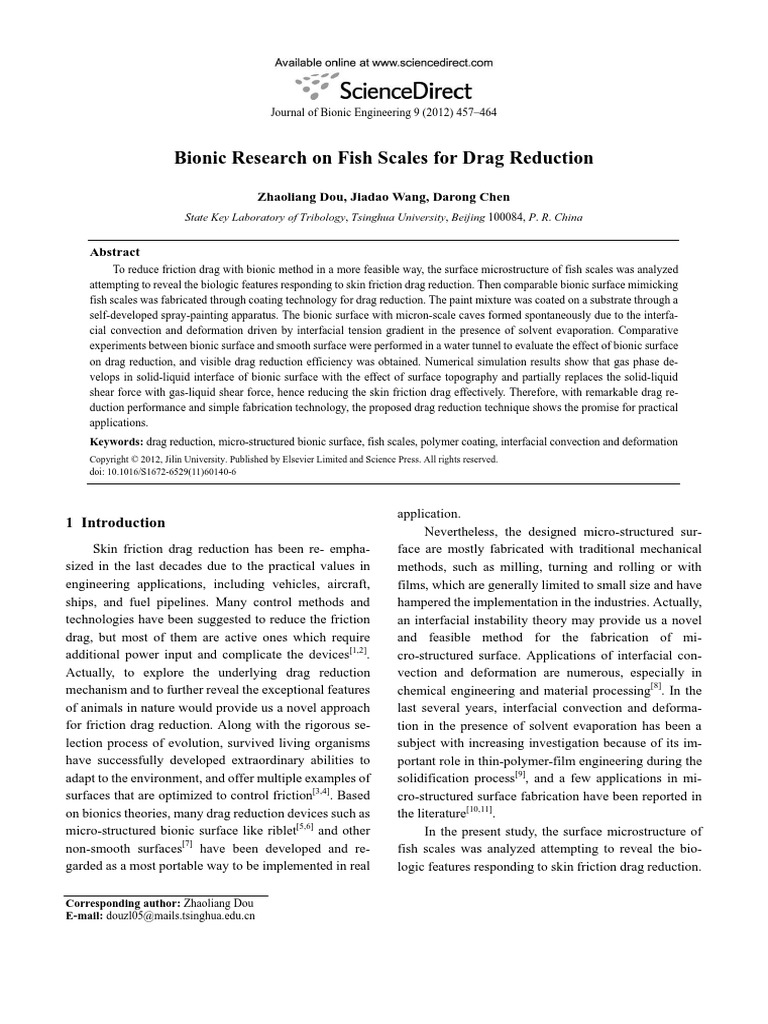 Bionic Research On Fish Scales For Drag Reduction: Zhaoliang Dou ...