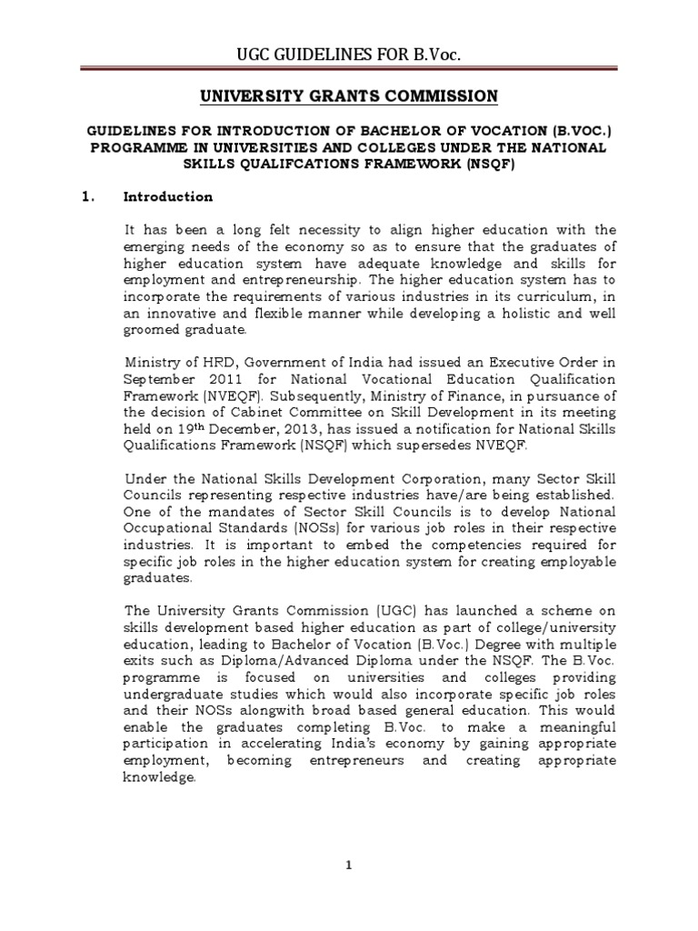 B.Voc Guidelines XII Plan PDF | PDF | Diploma | Vocational Education
