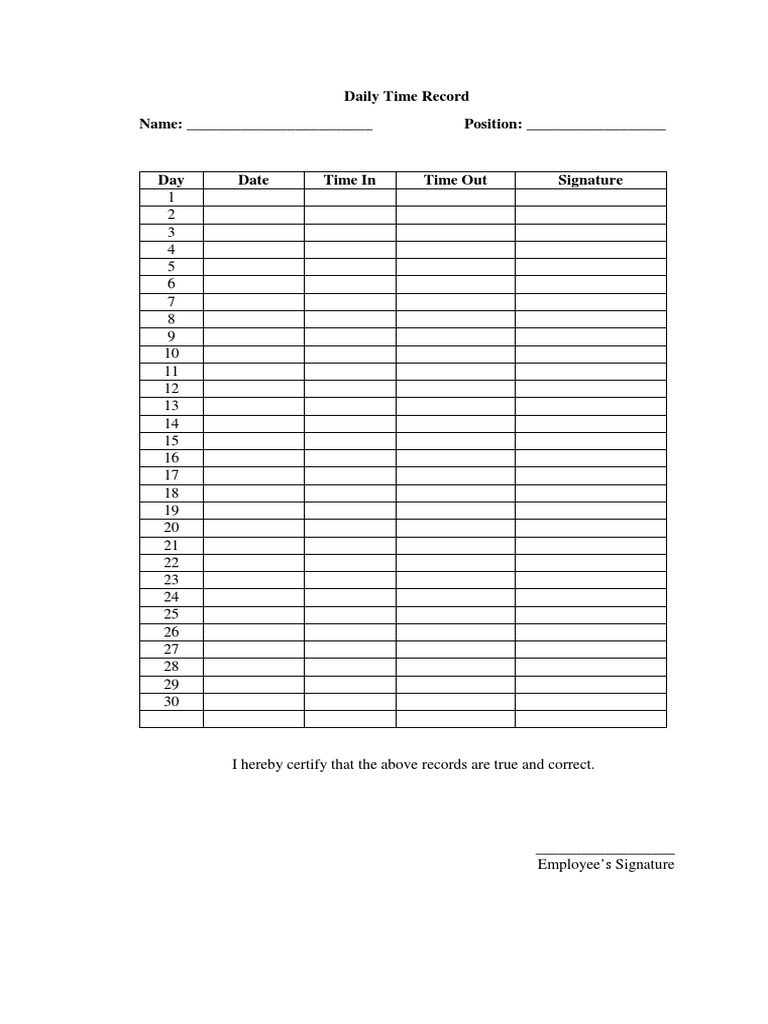 Daily Time Record | PDF