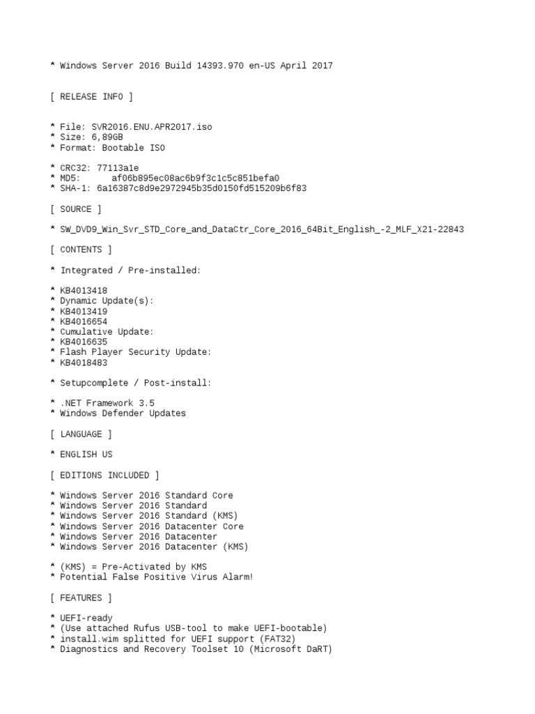 Windows Server 2016 Build 14393 ISO Release | PDF | Computers