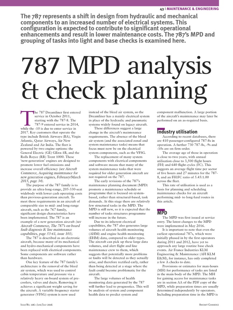 787 MPD analysis & check planning | PDF | Aeronautics | Aerospace