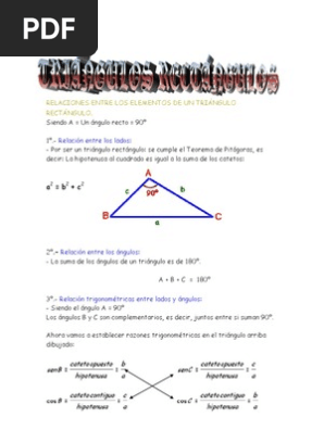 Matematicas Resueltos Soluciones Triangulos Rectangulos Nivel I 1º Bachillerato Pdf Triangulo Funciones Trigonometricas