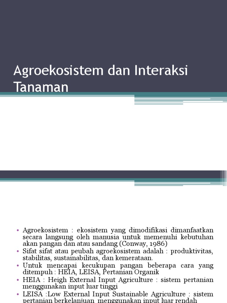 Agroekosistem Dan Interaksi Tanaman Pdf Pdf