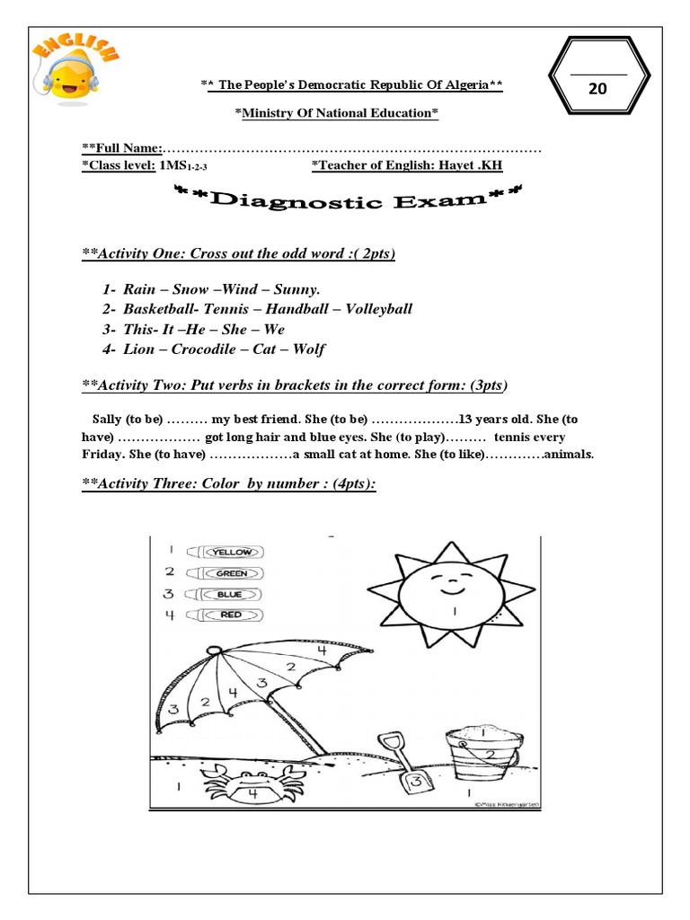 2MS English Diagnostic Test Activities | PDF | Games & Activities