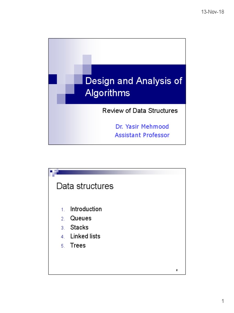 Design and Analysis of Algorithms: Data Structures | Download Free PDF ...