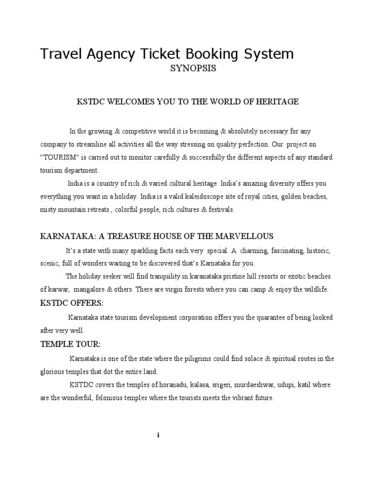 Travel Agency Ticket Booking System Synopsis PDF Computing Business