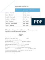 Review The Past-Tense Forms in The Song "Lost Boy.": Regular Verbs Present - Irregular Verbs Present