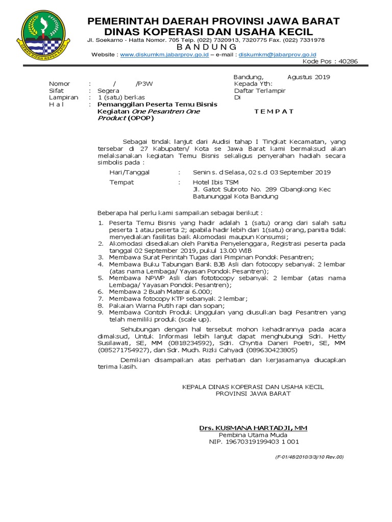 Surat Undangan Temu Bisnis