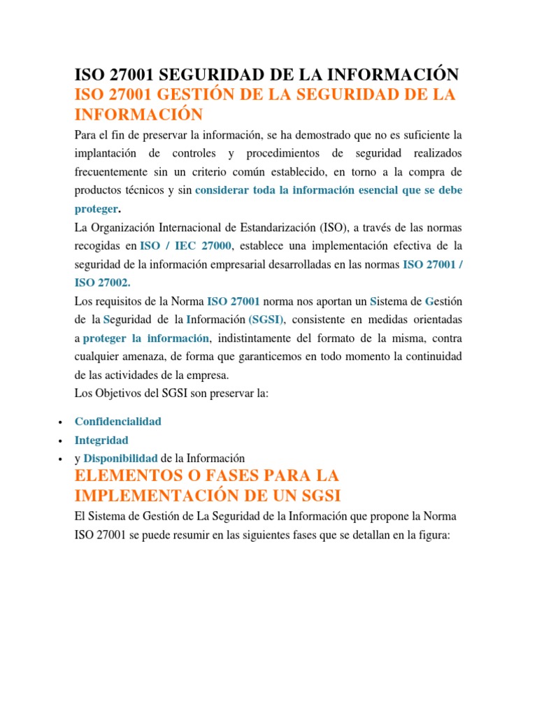 Iso 27001 Seguridad de La Información | PDF | La seguridad informática ...