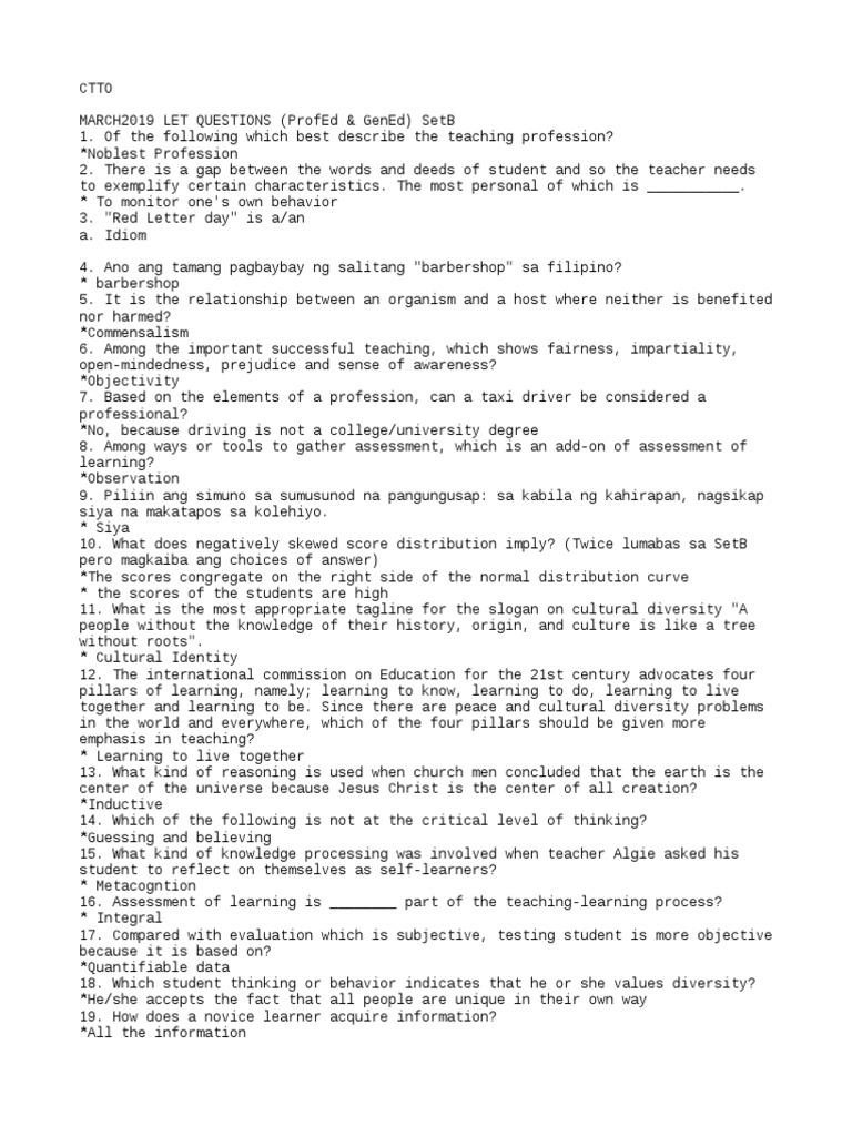 Sure Let Questions | PDF | Rubric (Academic) | Curriculum