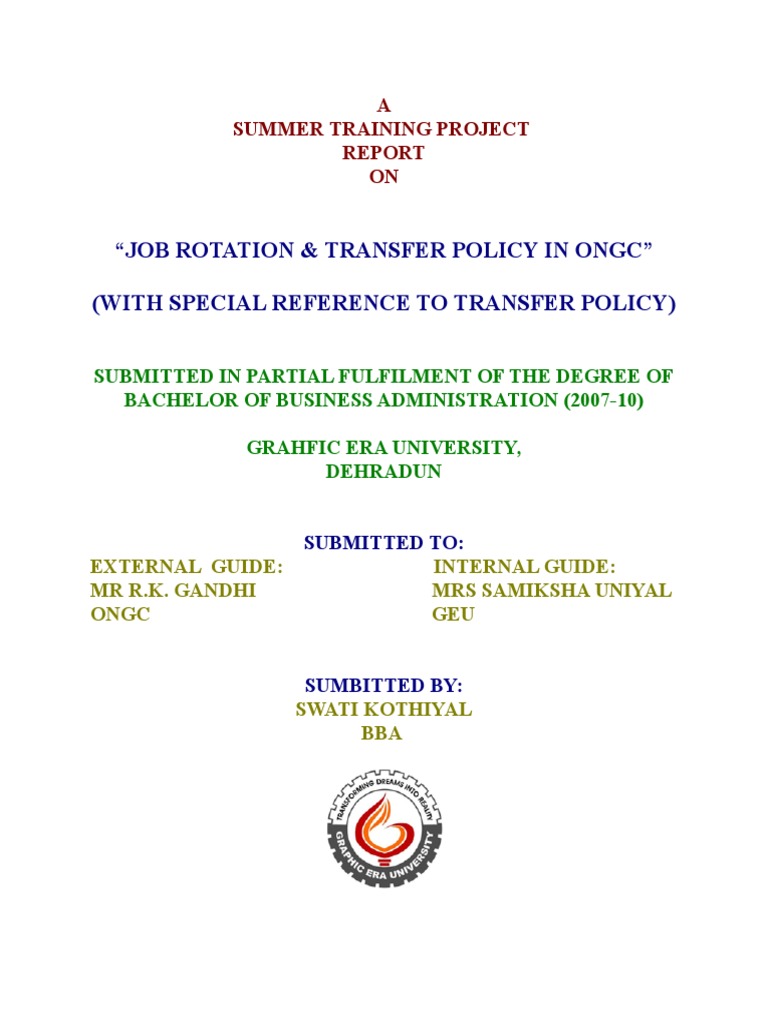 ONGC Job Rotation and Transfer Policy | PDF | Petroleum Reservoir ...