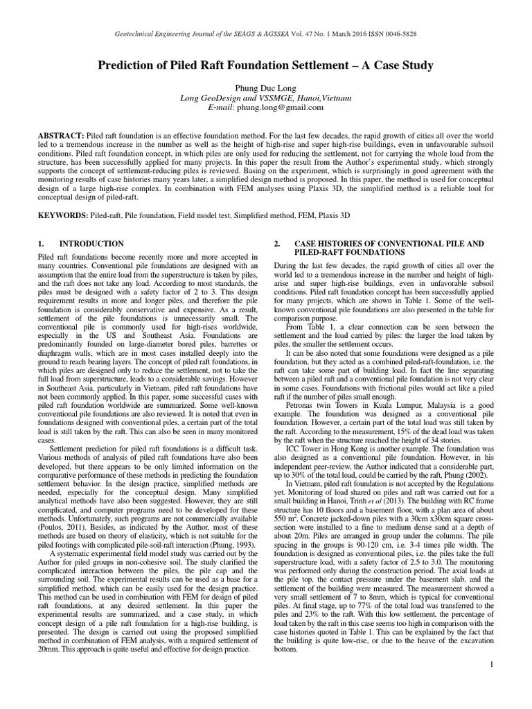 Piled Raft Foundation Settlement Study | PDF | Deep Foundation ...