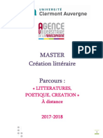 Master Création Littéraire Parcours:: Litteratures, Poetique, Creation À Distance