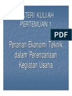 Peranan Ekonomi Teknik Dalam Kegiatan Usaha