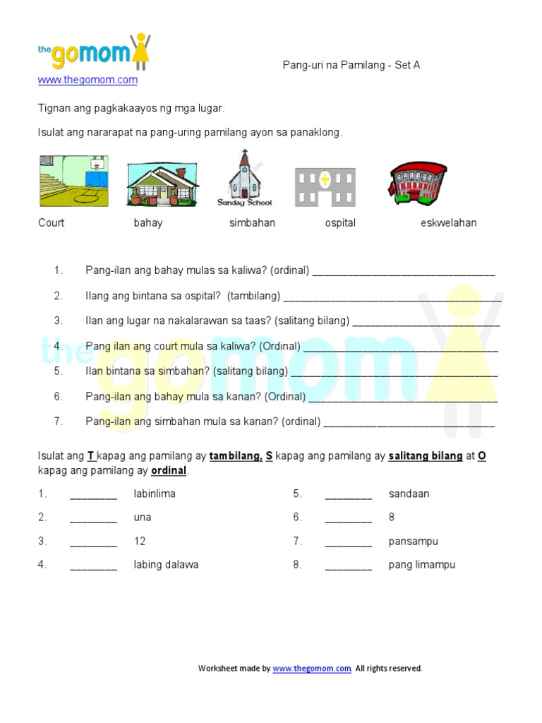 Pang Uri Na Pamilang Set A PDF | PDF