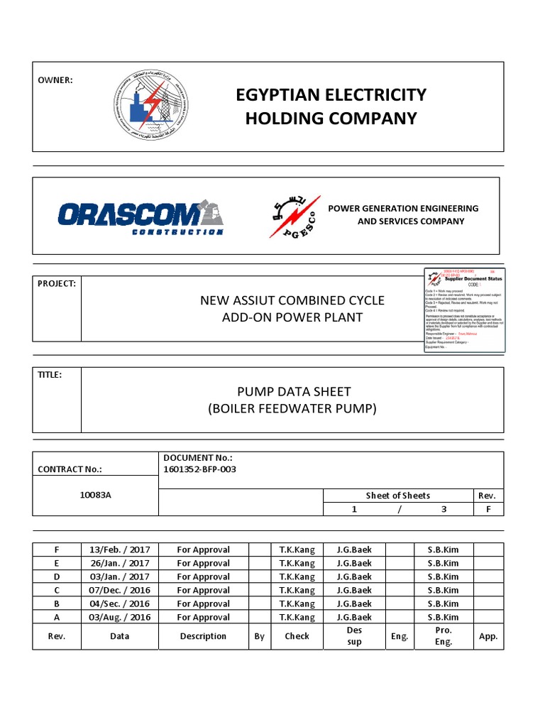 BFP Data Sheet PDF Pump Bearing (Mechanical)