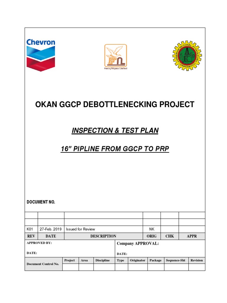 1. Inspection & Test Plan for 16 Inch Pipeline (R0) Pipeline