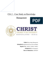 CIA 2 - Case Study On Knowledge Management: Subject: Submitted By: Register No.: Submitted To: Date of Submission
