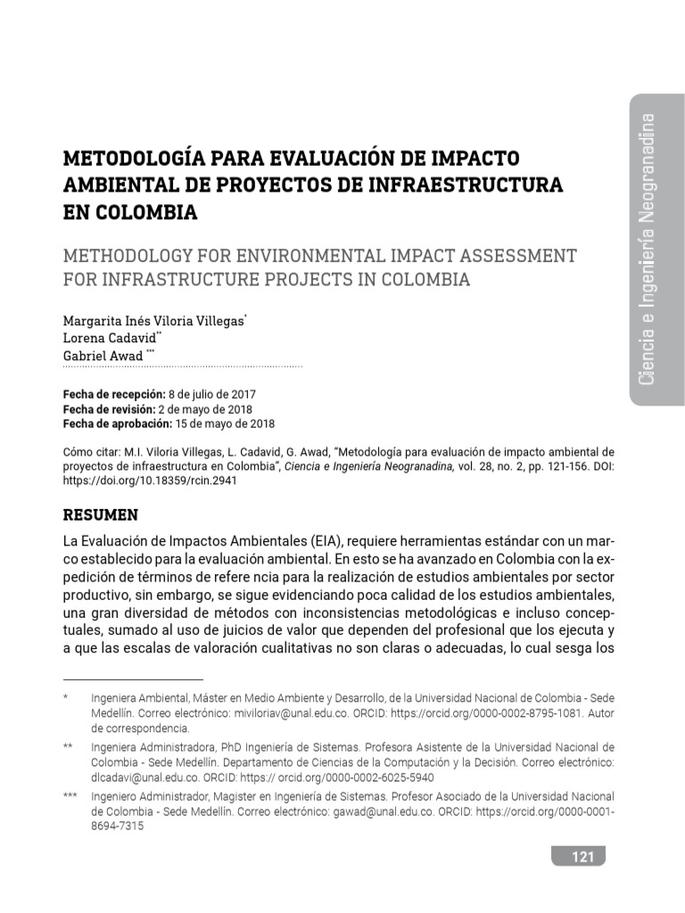 Metodología EIA para Infraestructura en Colombia | PDF | Evaluación de ...