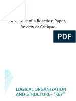 Structure of A Reaction Paper, Review or Critique
