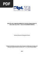 Gestão de Comportamentos Sociais Adequados à Sala de Aula No 1.º Ciclo Do Ensino Básico