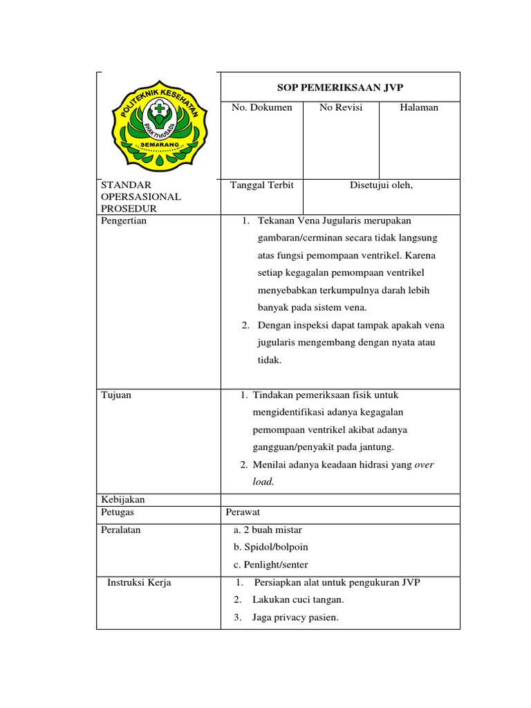 Sop Pemeriksaan JVP | PDF