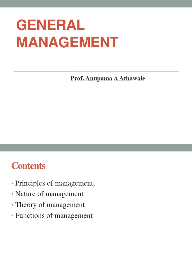 General Management Prof. Anupama A Athawale PDF Bureaucracy