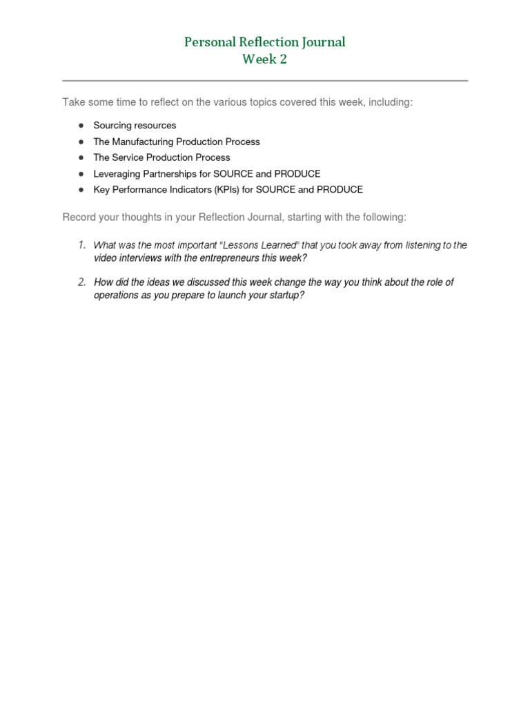 Week 2 Reflection on Operations Insights | PDF