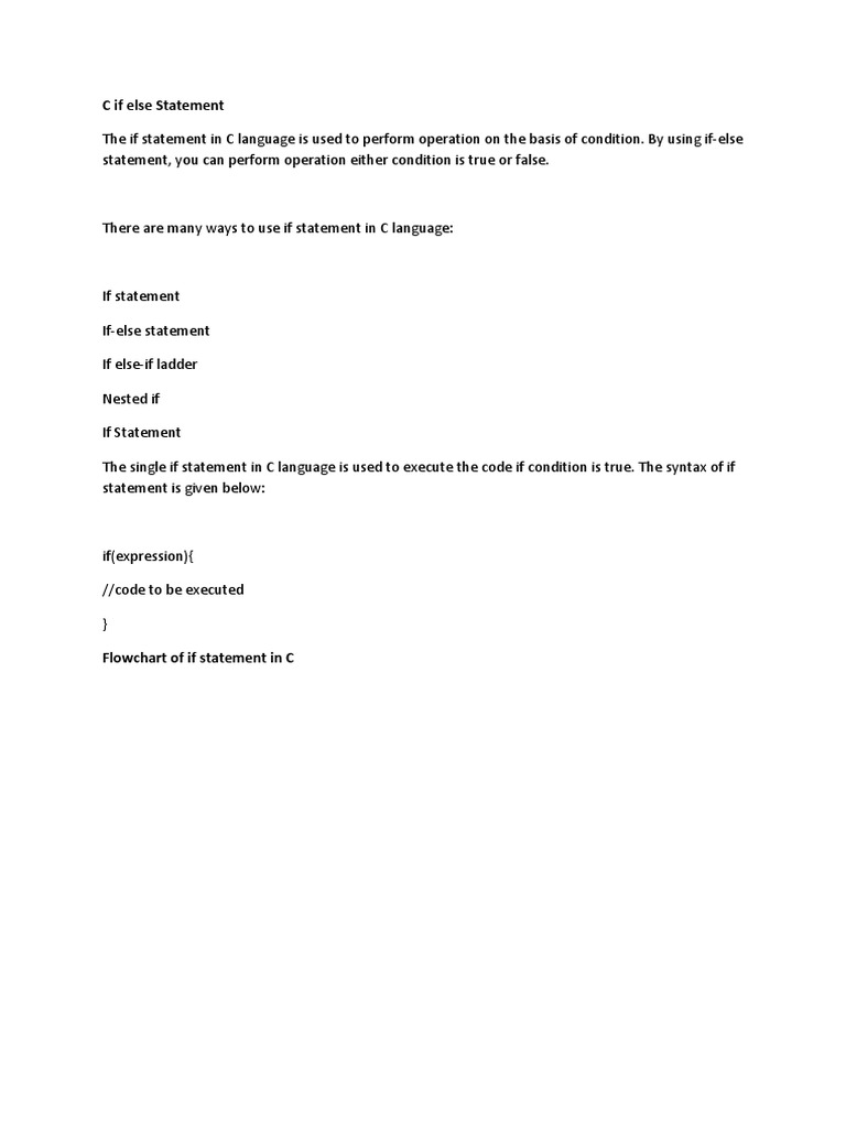 C If Else Statement | PDF | C (Programming Language) | Control Flow