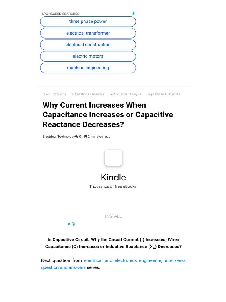 Why Current Increases When Capacitance Increases Or Capacitive