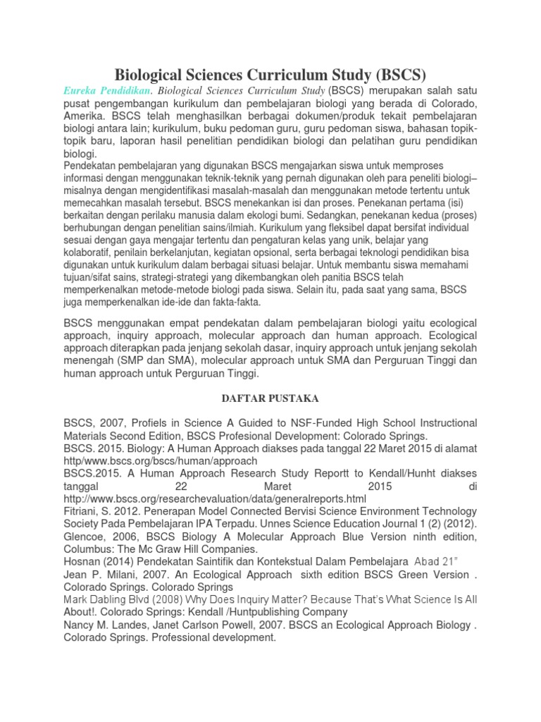 Pendekatan Pembelajaran BSCS Biologi | PDF | Karier & Perkembangan ...