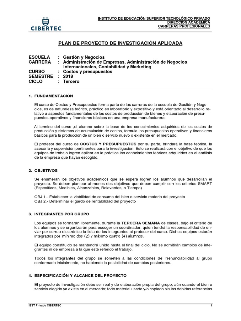 Proyecto de Costos y Presupuestos | PDF | Presupuesto | Economias