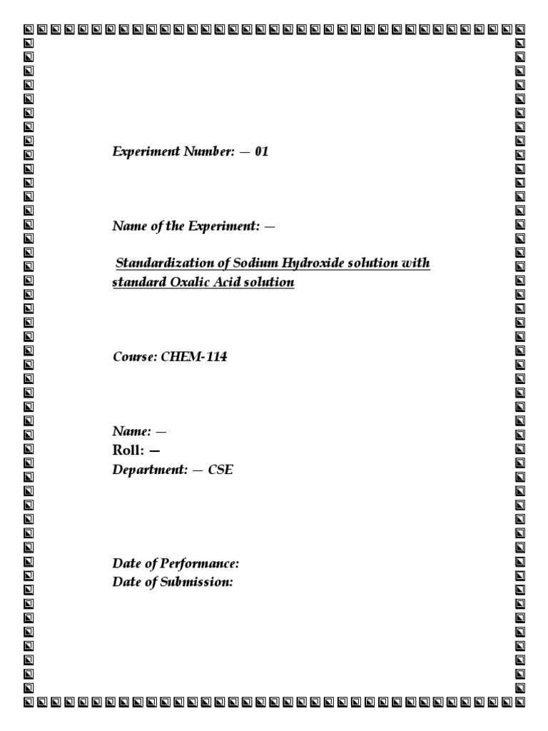 Sessional1 Naoh and Oxalic Acid PDF Titration Chemistry