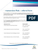 Malnutrition Risk - Referral Form: Fax To The Nutrition and Dietetics Department at Your Nearest Major Hospital