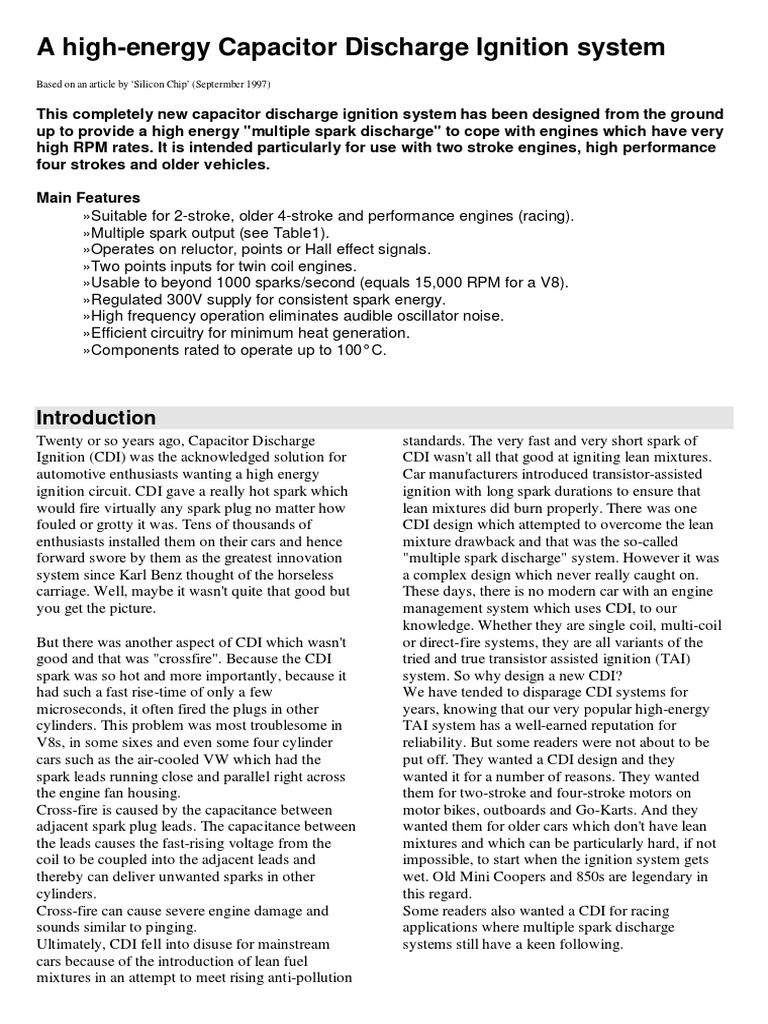 A HighEnergy Capacitor Discharge Ignition System PDF Ignition