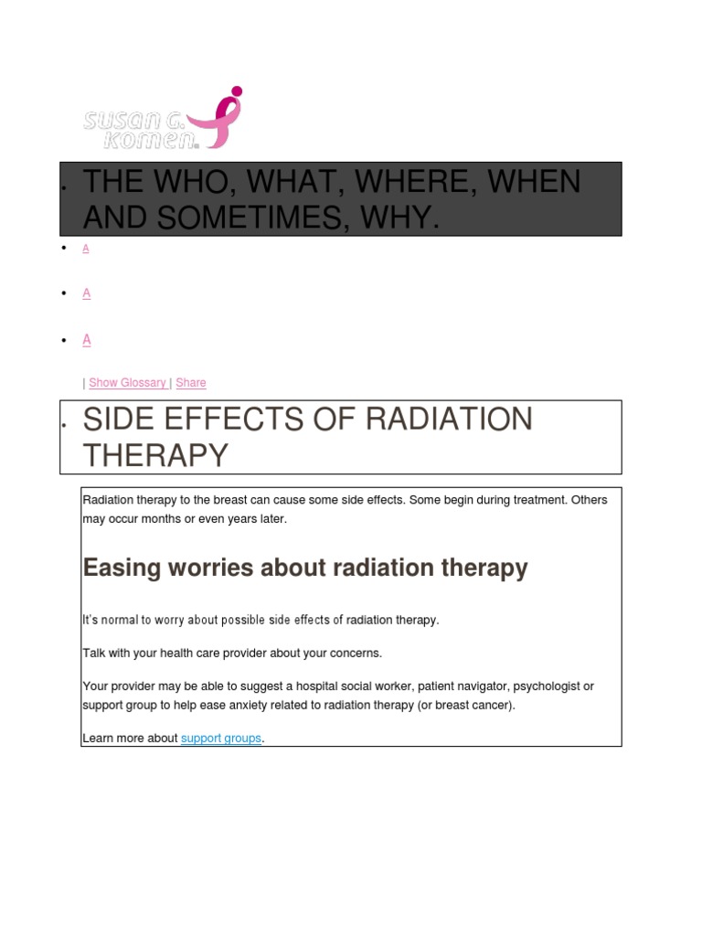 Side Effects of Radiation Therapy | PDF | Radiation Therapy | Breast Cancer