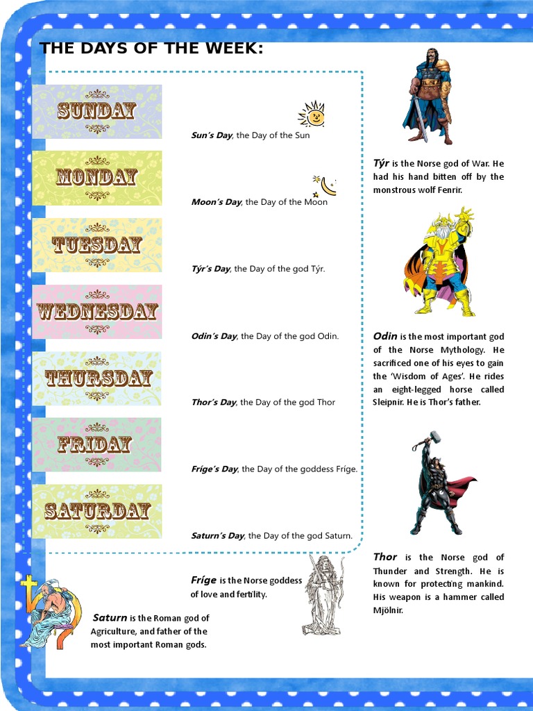 The Days of The Week | PDF | Norse Mythology | Norse Deities