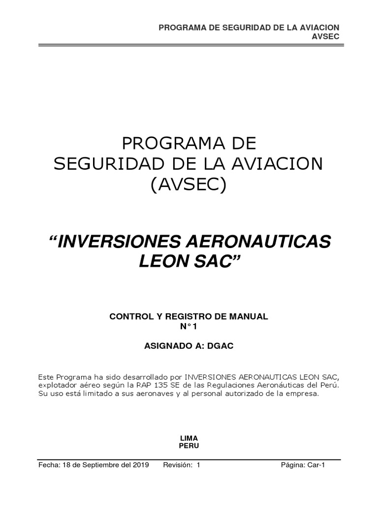 Avsec Rev.1 18set19 | PDF | Aeropuerto | Perú