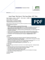 Insert Paper Title Here in Title Case (Style: CET Title) : Chemical Engineering