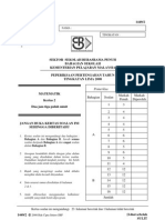 SPM Mid Year 2008 SBP Maths Paper 2 Question